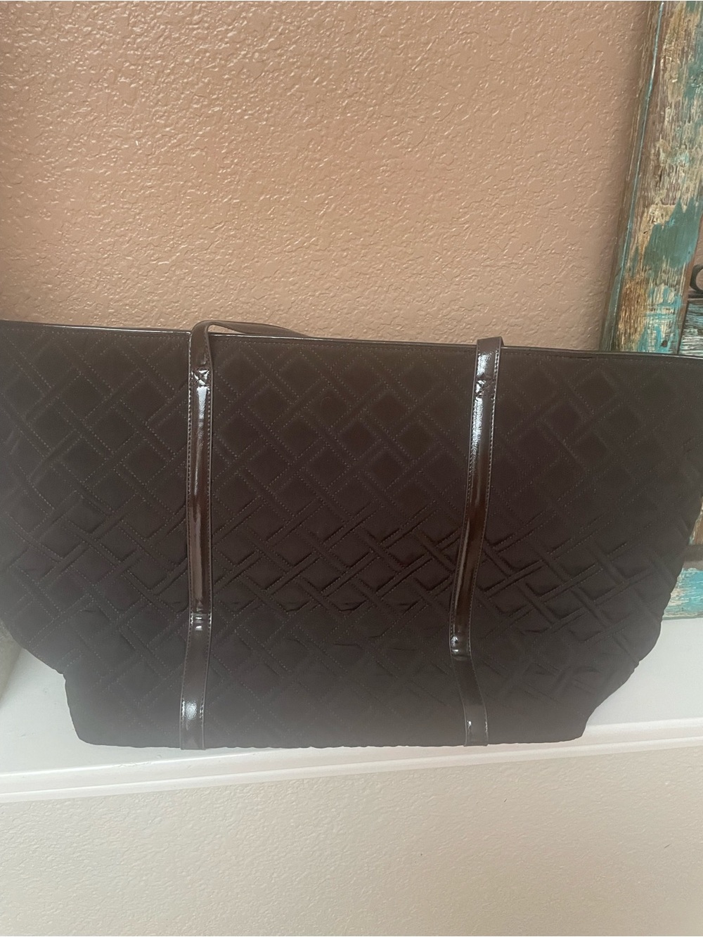Vera Bradley Brown Quilted Tote - Picture 3 of 5